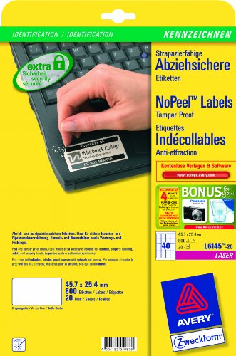 Avery Zweckform L6145-20 Sicherheits-Etiketten 45,7x25,4 mm