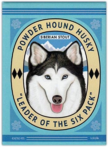Retro Dogs Refrigerator Magnets - Siberian Husky Stout - Vintage Advertising Art
