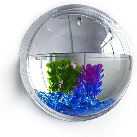 Awakingdemi Wall Mounted Hanging Wrapables Fish Bubble Bowl Plant Fish Tank Acrylic Flowerpot Fish Bowl Aquarium Tank Home Decor Mirror for Gold Fish and Beta Fish