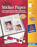 Avery Sticker Paper,  8.5 x 11 Inches, Clear, Pack of 3 (53203)