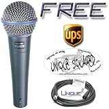 Shure Beta 58a Supercardioid Dynamic Microphone + Free Whirlwind 20' XLR Cable + Free Unique Squared Vinyl Stickers