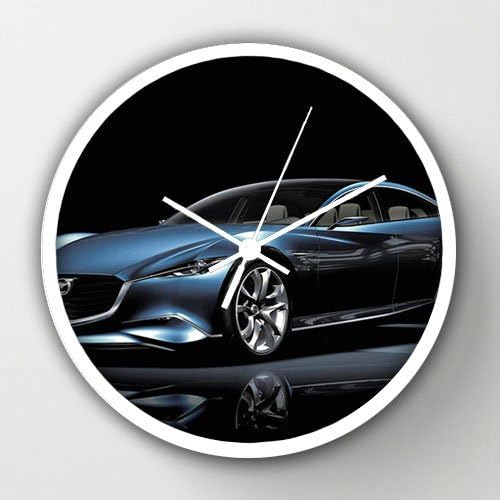 10" Diameter Wall Clock with Mazda Shinari White Frame Modern Design Watch Wall 10" Diameter Unique Wall Clocks