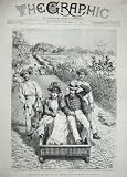 1893 TOBOGGANING MADEIRA SLEIGH MAN WOMAN OLD PRINT
