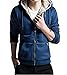 Unko Men's Casual Faux Fur Hoodies Outwear Sweatshirt Blue X-Large