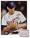 Nolan Ryan Texas Rangers - Bloody Lip - Deluxe Framed Autographed 8x10 Photograph with Team Medallion