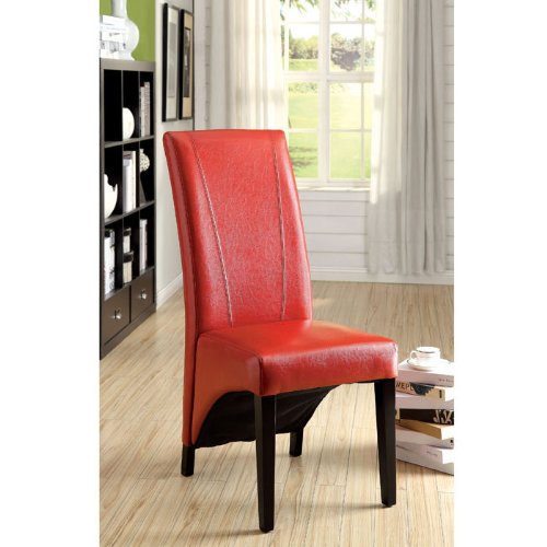 Red Modern Parson's-Style Leatherette Accent/Dining Chairs - Set of 2 Red Modern Parson's-Style Leatherette Accent/Dining Chairs - Set of 2