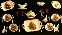Reutter Porcelain Classic Santa Miniature Dinner Servic