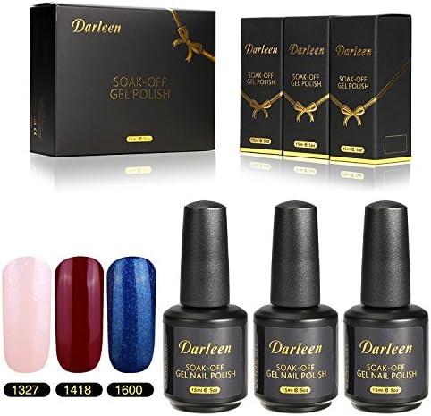 Darleen Color Gel Nail Polish Gift Set 3-Piece Collection Gelpolish Soak-off UV LED Nail Art Gelpolish 15ml Each, Nude Color Themed UV/LED Nail Lacquer Gel Polish Master Set
