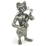 Figurine en étain chat guitare