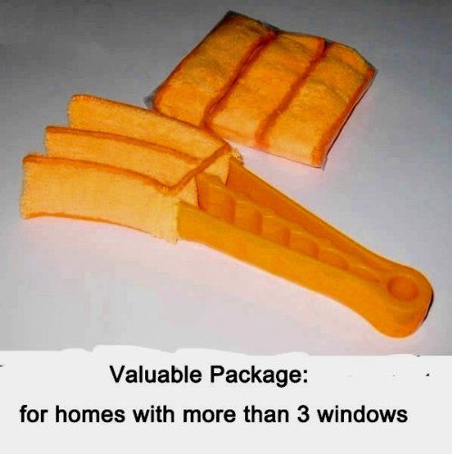 Premium Microfiber Blinds and Shutter Cleaner Package for Mini Blinds, Horizontal Blinds, Vertical Blinds and Shutter (1 Cleaner + 3 Extra Refills)
