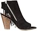 Rampage Women's Lauryn Fringe Peep Toe Open Back Heeled Ankle Boho Bootie