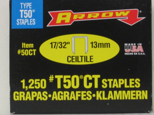 Arrow Fastener 50CT 17 32-Inch Ceiltile T50 Staples (1,250-Pack)