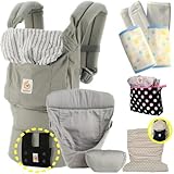 ベビーウエストベルト付エルゴベビー 抱っこ紐 デュードロップ・インサート3III 【正規代理店2年間保証-SG認定付】フードカバー＆パッド２個＆ポーチ付