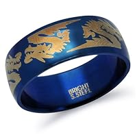 316L Blue Stainless Steel Dragon Ring - Sizes 9 to 13, 9
