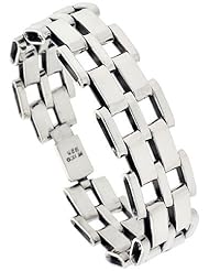 Sterling Silver Large Handmade Pantera Type Link Bracelet 3/4 inch wide, sizes 8, 8.5 & 9 inch
