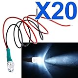 SODIAL(R) 20 X 5mm 白い LEDランプライトセットプレ配線12V DC 25cm