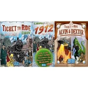 Ticket to Ride European Bundle (includes Ticket to Ride Europe, Ticket to Ride Europa 1912 Expansion & Ticket to Ride Alvin & Dexter Monster Expansion)
