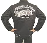 Lucky 13 Rat Rod Black Lined Chino Jacket - Hot Rod Jacket, Street Rod Car Club Skull... by Lucky 13