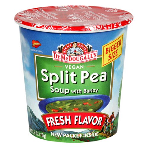 Dr. McDougall's Right Foods Vegan Split Pea Soup with Barley, 2.5-Ounce Cups (Pack of 12)