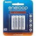 Sanyo Eneloop AAA NiMH Pre-Charged Rechargeable Batteries (4 Pack)