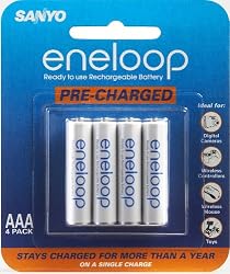 Sanyo Eneloop AAA NiMH Pre-Charged Rechargeable Batteries (4 Pack)