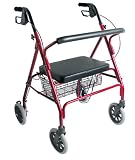 Duro-Med Extra-Wide Heavy Duty Bariatric Rollator, Burgundy