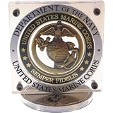 Marine Corps Coin Display with Black Firearm Finish Fasteners