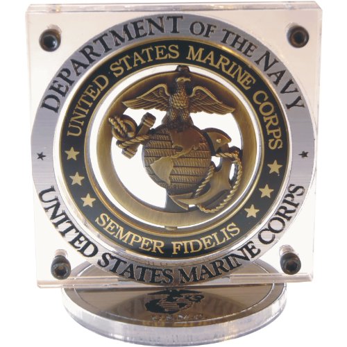 Marine Corps Coin Display with Black Firearm Finish Fasteners