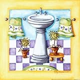 Yellow Bathroom – Sink HIGH QUALITY MUSEUM WRAP CANVAS Print Kathy Middlebrook 10×10