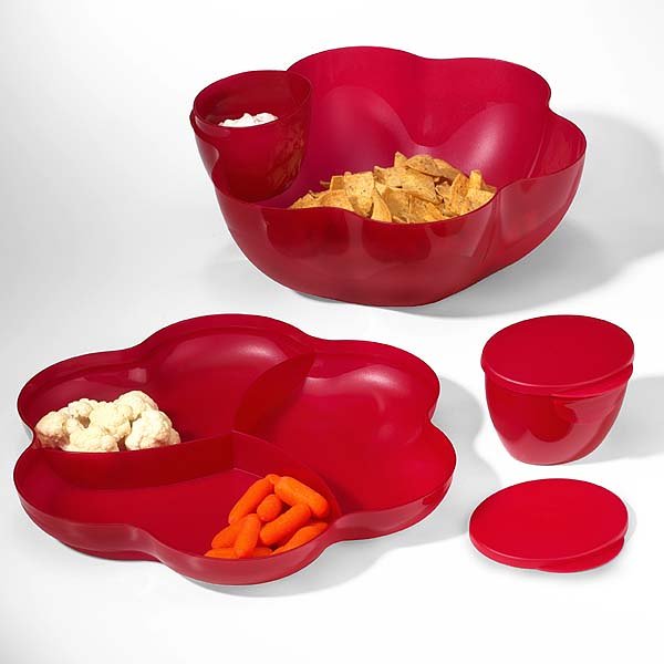 Tupperware Open House Chip 'N Dip Serving Bowl Set, Ruby Red