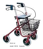 `Rollator 4-Wheel Steel-Loop Bk Winnie Wlkr Nannie Burgundy Burgundy * Loop Locks * Oversized 15 x