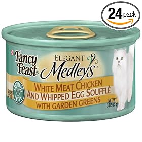 Fancy Feast Gourmet Cat Food Chicken & Whipped Egg Souffle With Garden Greens, 3-Ounce Cans (Pack of 24)
