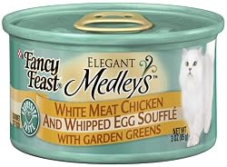 Fancy Feast Gourmet Cat Food, Chicken & Whipped Egg Souffle with Garden Greens, 3-Ounce Cans (Pack of 24)