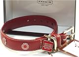AUTHENTIC COACH RED LEATHER DOG COLLAR with CHARM 8848