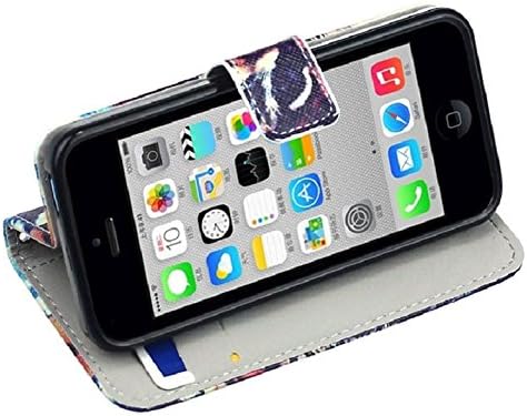 ABC(TM) Fashion Cool Flip Leather Cover Case for iPhone 5C (Tiger Roar Cross Quote)
