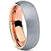 [EnvyJ] 7mm 18K Rose Gold Plated Tungsten Rings Carbide Domed Brushed Men's Women Wedding Band Ring Comfort Fit Finish Fit Size 5-16 w/ velvet ring box