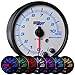 GlowShift White 7 Color 10,000 RPM Tachometer Gauge - for 1-10 Cylinder Gas Powered Engines - Built-in Shift Light - Mounts in Custom Dashboard - White Dial - Clear Lens - 3-3/4