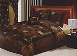 Queen Size Bed-in-a-bag 7 Pc. Comforter Bedding Set - Brown Color with Beau ....