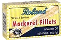 Roland S&B Mackerel Filets in Soybean Oil, 4-Ounce Tins (Pack of 25)
