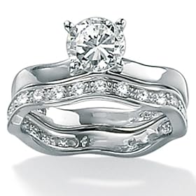 2-Piece DiamonUltra&trade; Cubic Zirconia Platinum Over Sterling Silver Set: Jewelry