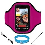 Magenta Moisture Resistant Protective Neoprene Workout Armband with Adjusta ....