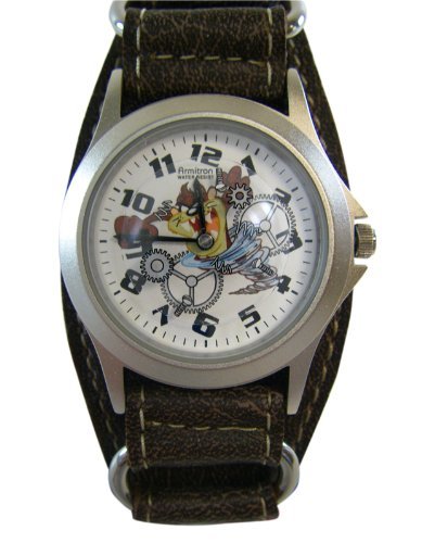 Looney Tunes Taz Watch - Tasmanian Devil wristwatch with brown leather band Looney Tunes Taz Watch - Tasmanian Devil wristwatch with brown leather band