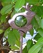 Cast Iron Frog Garden Stake with Green Suncatcher Gazing Globe