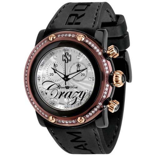 Glam Rock Women's GR60103 Miami Beach Collection Chronograph Diamond Accented Black Silicone Watch