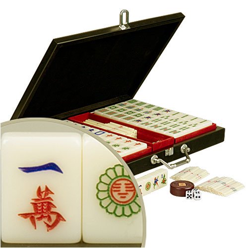 Ivory White Tile Chinese Mahjong Set w/ Black Case
