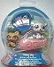 Littlest Pet Shop - Snowy Day / Schneespaß - hell-lila Eisbär 1681 & Waschbär #1682 - mit Snowmobile , Schneebälle & Fisch - OVP