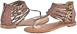 Qupid Athena-416A Bronze Glitter Women Flat Sandals