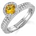 18Kt White Gold Golden Yellow Sapphire and Diamond Wedding Ring Set