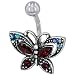 Red Crystal Filigree Butterfly Dangle Belly Ring