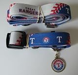 Texas Rangers Pet Accessories Set - Medium (6' Leash, Collar, and ID Tag)